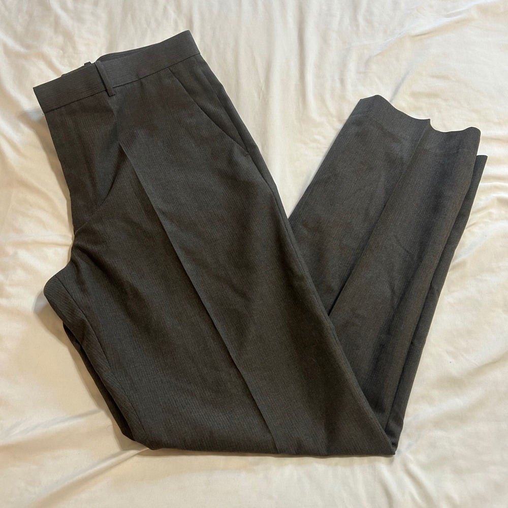 Perry Ellis Mens Dress Pants 34x32 Charcoal Grey Micro Stripe Flat Front PS37478